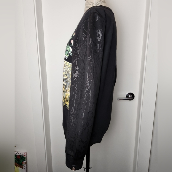 Black Sweatshirt with Peacock and Floral Design - Picture 2 of 11